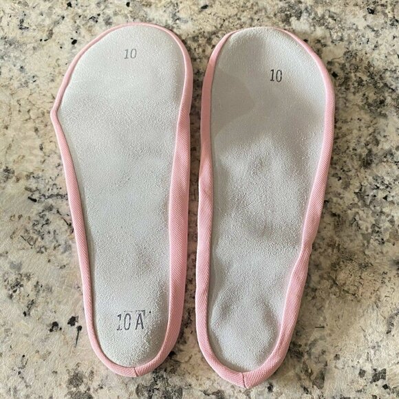 Dance Slippers Size 10 Suede Leather, Nylon, Cotton Pink Washable. - Picture 2 of 2